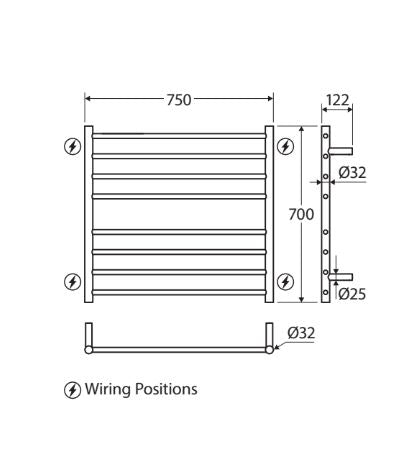 Fienza Isabella Heated Towel Rail - Chrome