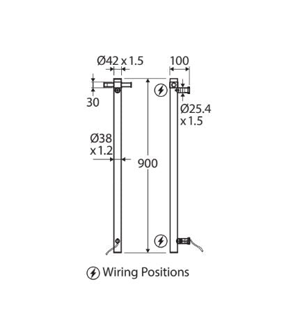 Fienza Isabella Vertical Heated Towel Rail 100 x 900mm - Matte Black