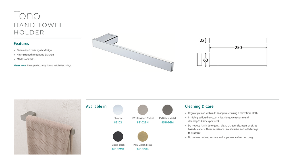 Fienza Tono Hand Towel Rail - Brushed Nickel