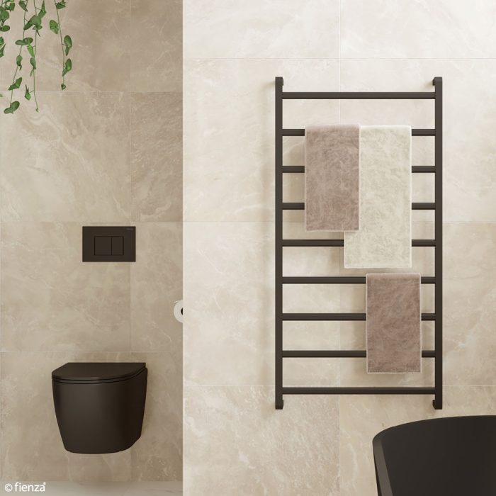 Fienza Koko Heated Towel Rail 600 x 1200mm - Matte Black