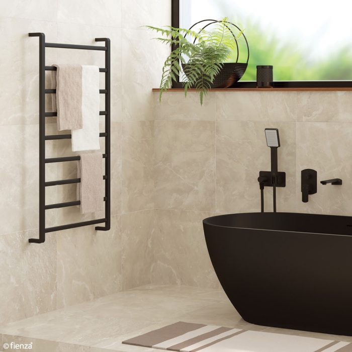 Fienza Koko Heated Towel Rail 600 x 1200mm - Matte Black