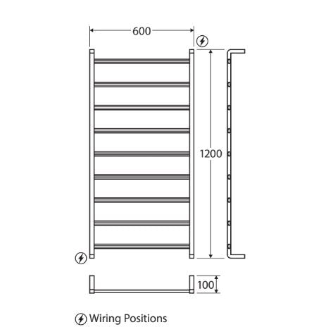 Fienza Koko Heated Towel Rail 600 x 1200mm - Chrome