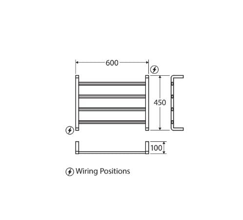 Fienza Koko Heated Towel Rail 600 x 450mm - Chrome