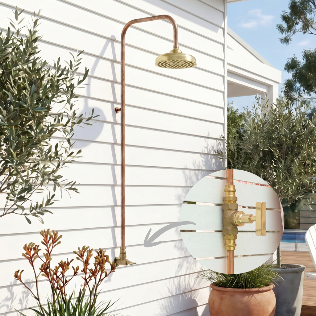 Haven 150mm Brass Copper Outdoor Shower Head Set Cold Water