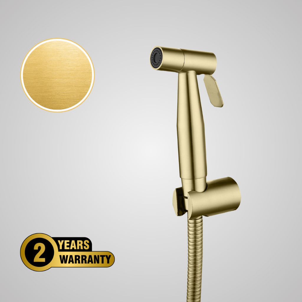 Premium Luxury Toilet Trigger Bidet Spray Kit with 1.2m Anti Burst Hose - Brushed Gold