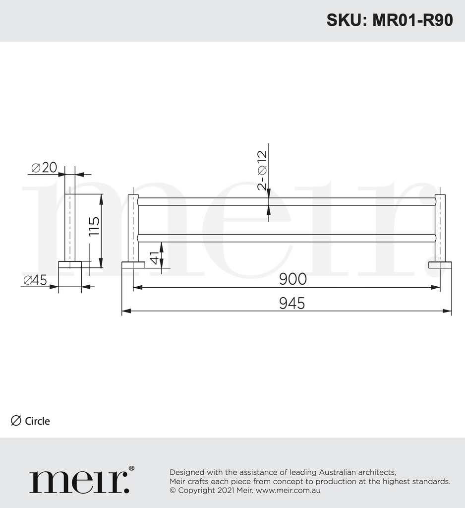 Meir Round Double Towel Rail - Matte Black