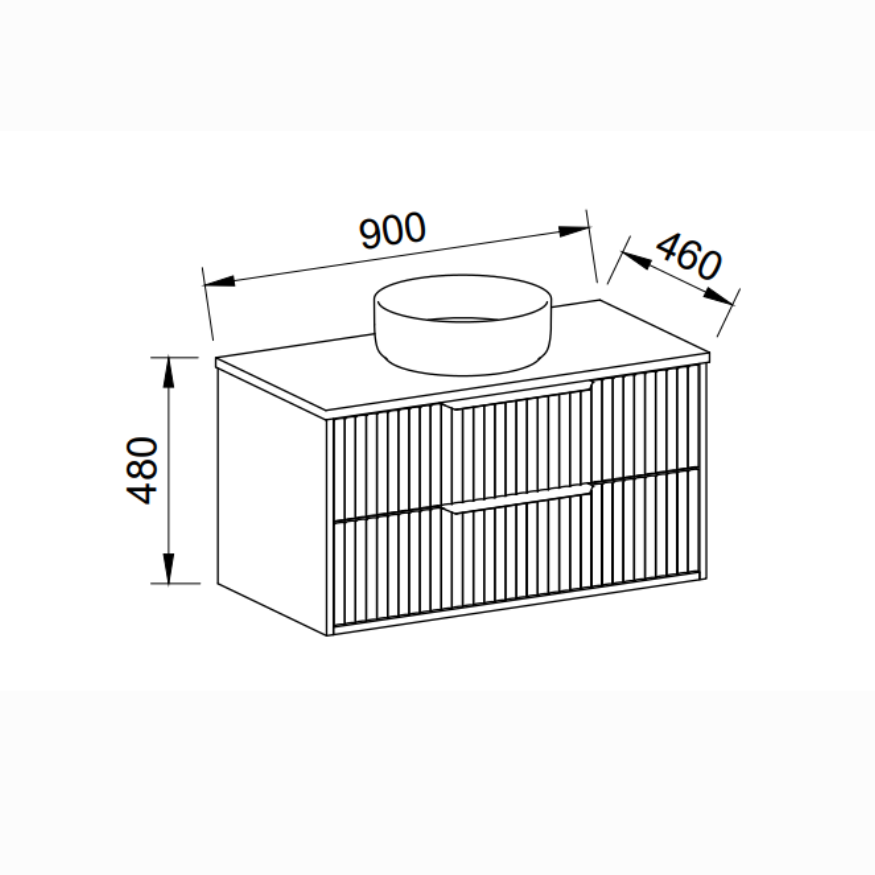 Timberline Emmett Apollo Wall Hung Vanity With Above Counter Basin