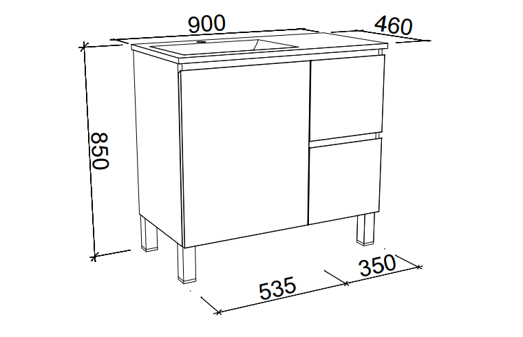 Timberline Nevada Floor Standing Vanity with Above Counter Basin on Legs