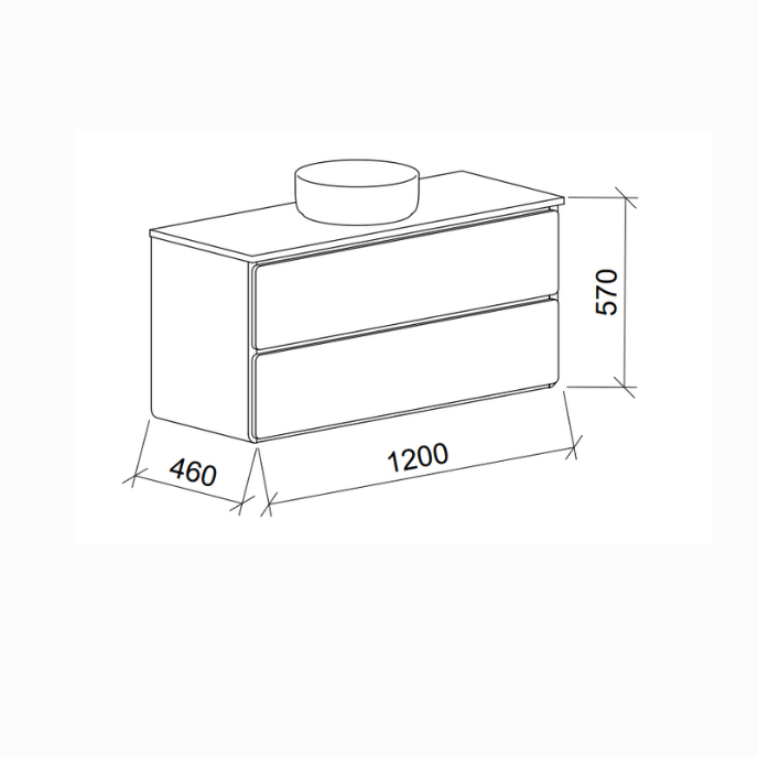 Timberline Colby Wall Hung Vanity With Silk Surface Top and Above Counter Basin