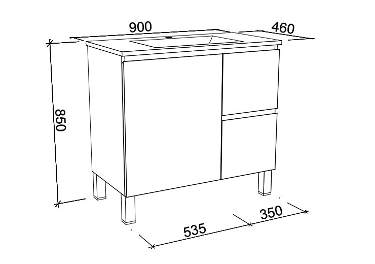 Timberline Nevada Floor Standing Vanity with Above Counter Basin on Legs