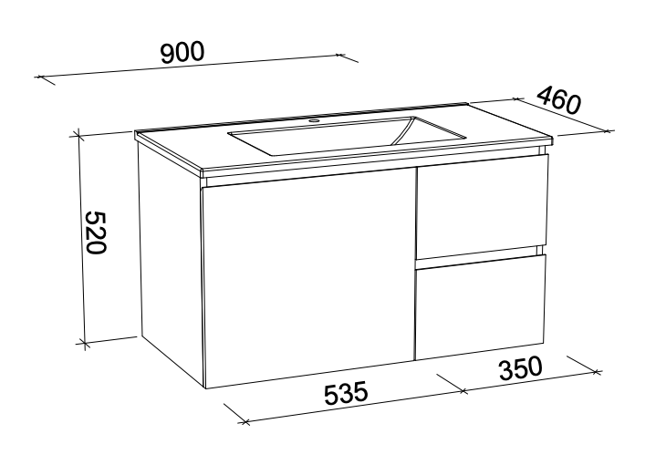 Timberline Nevada Wall Hung Vanity with Regal Acrylic Top