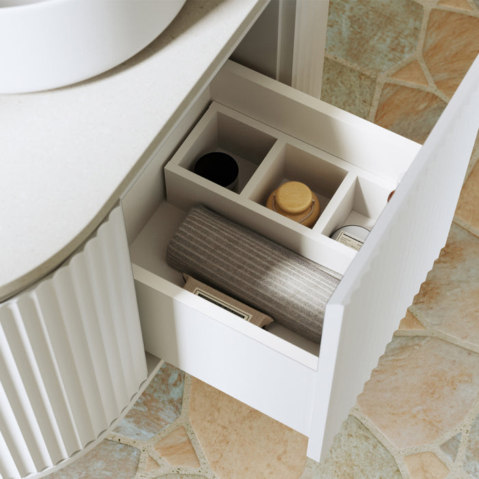 Fienza Empire Pill Wall Hung Vanity Cabinet - Satin White