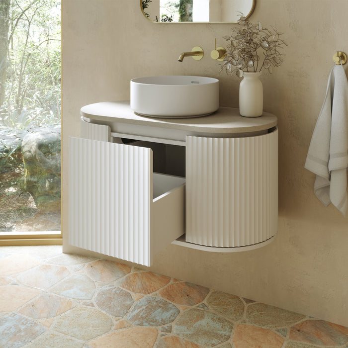 Fienza Empire Pill Wall Hung Vanity Cabinet - Satin White