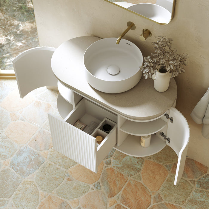 Fienza Empire Pill Wall Hung Vanity Cabinet - Satin White
