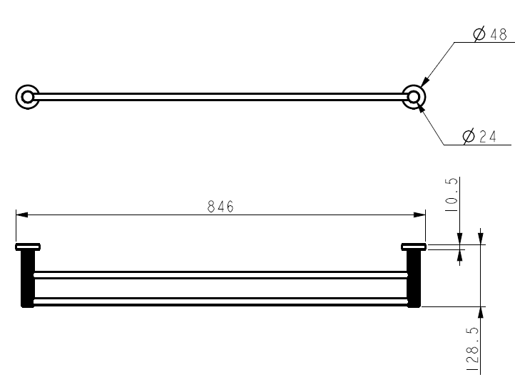 Ikon Linie Double Towel Rail - Brushed Nickel