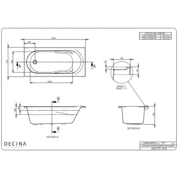 Decina Adatto Santai 10 Jet Spa Bath - Gloss White