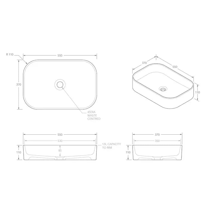 ADP Max Above Counter Basin - Gloss White