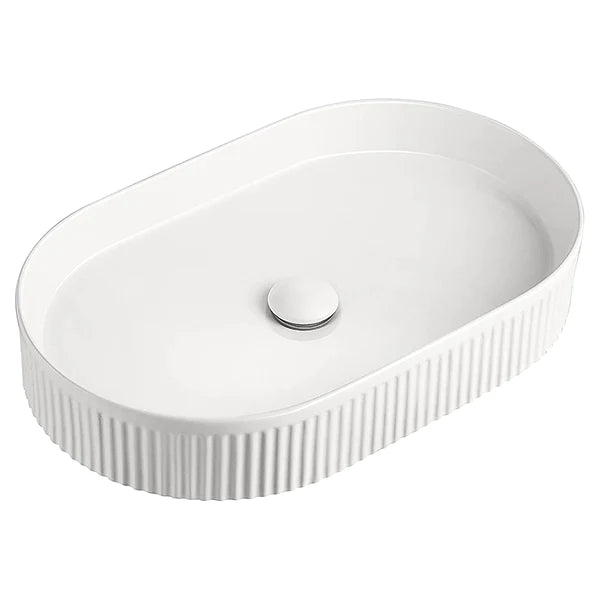 ADP Pill Fluted Above Counter Basin - Matte White