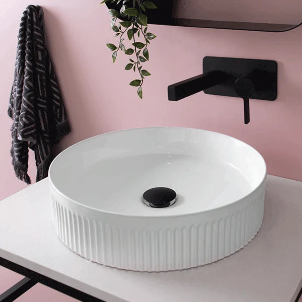 ADP Round Fluted Above Counter Basin - Gloss White