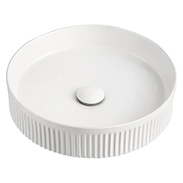 ADP Round Fluted Above Counter Basin - Gloss White