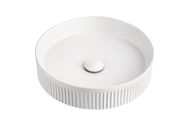 ADP Round Fluted Above Counter Basin - Matte White