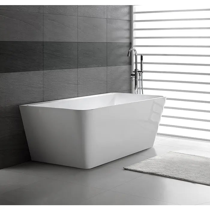 Decina Aria Back To Wall Freestanding Bath 1500 1700mm - Gloss White