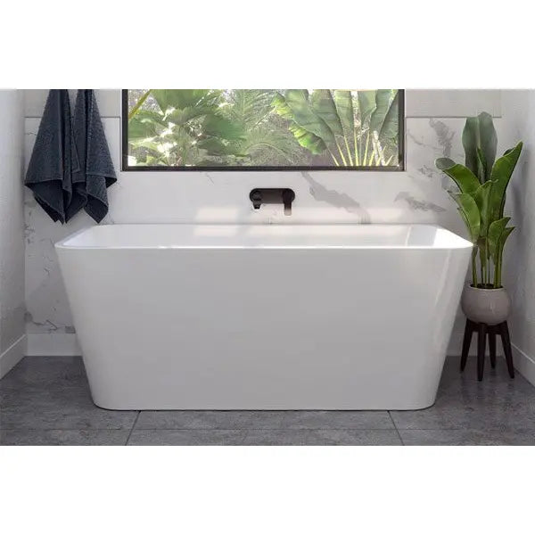 Decina Aria Back To Wall Freestanding Bath 1500 1700mm - Gloss White