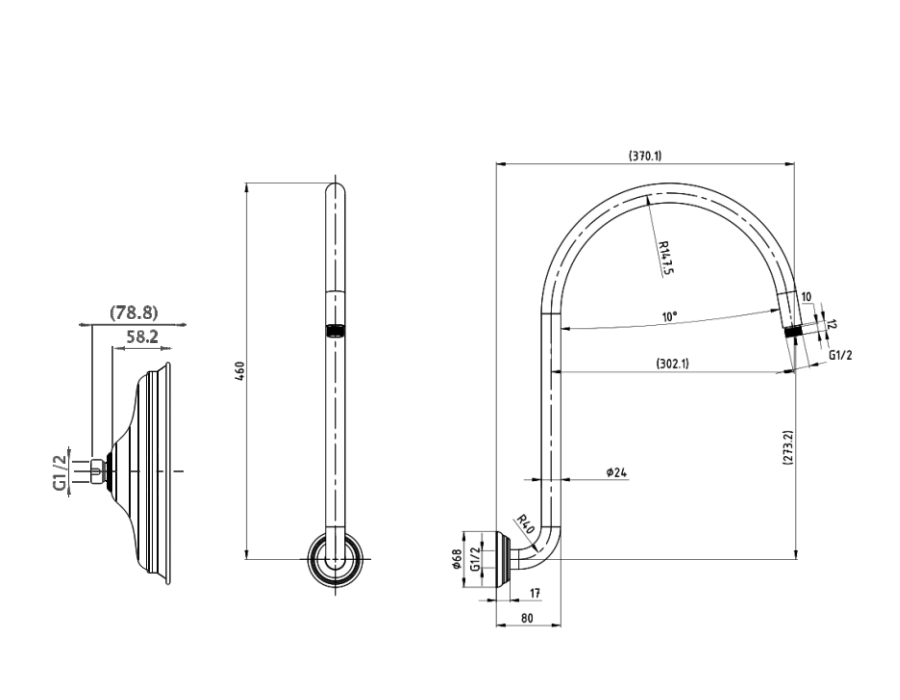 Augustine Classic Traditional Shower Head and Arm - Chrome
