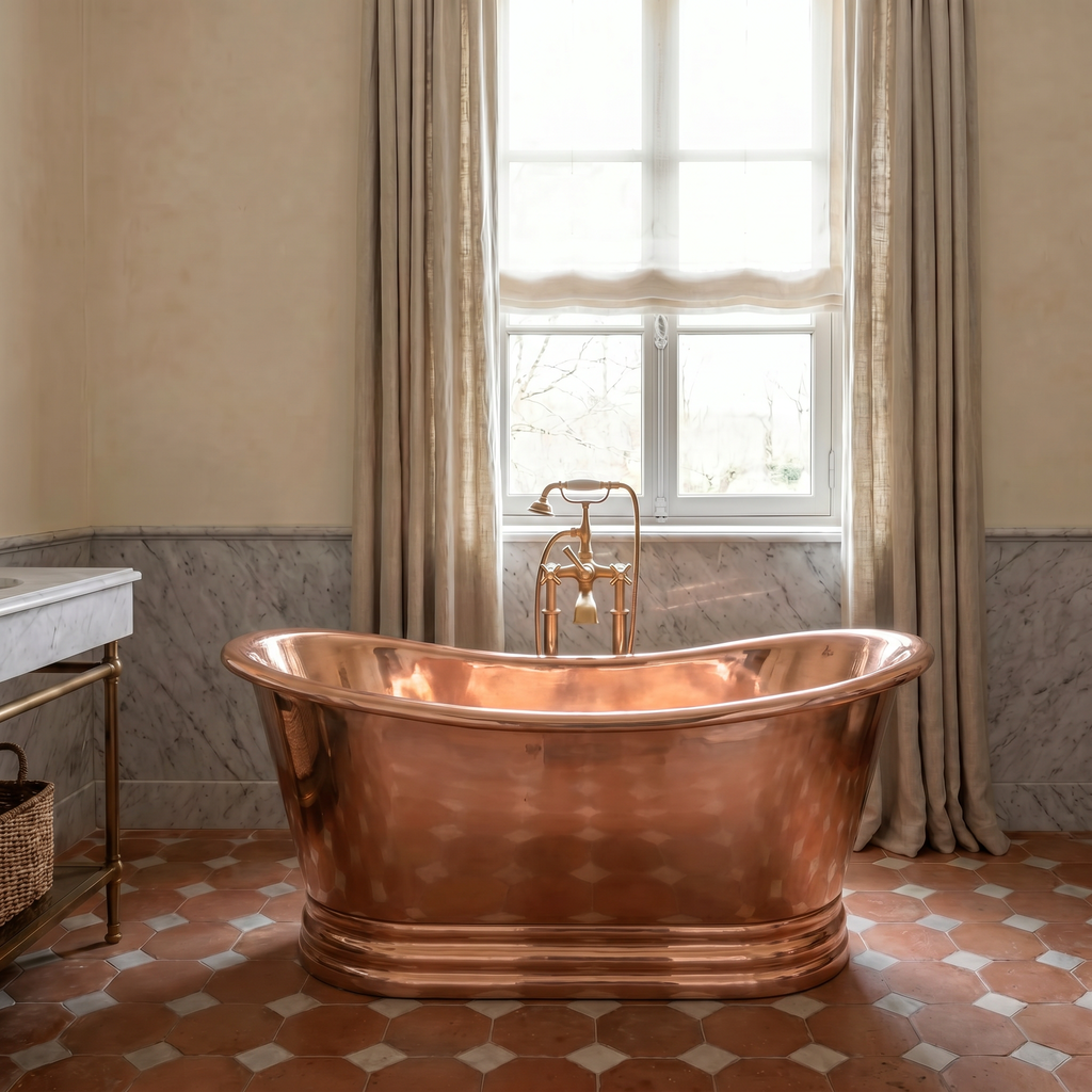 Aurelia Genuine Antique Copper Freestanding Bathtub Bottom Ring