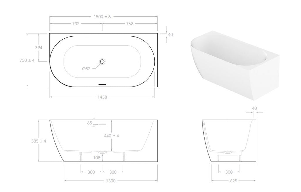 ADP Glacier Corner Bath - Gloss White