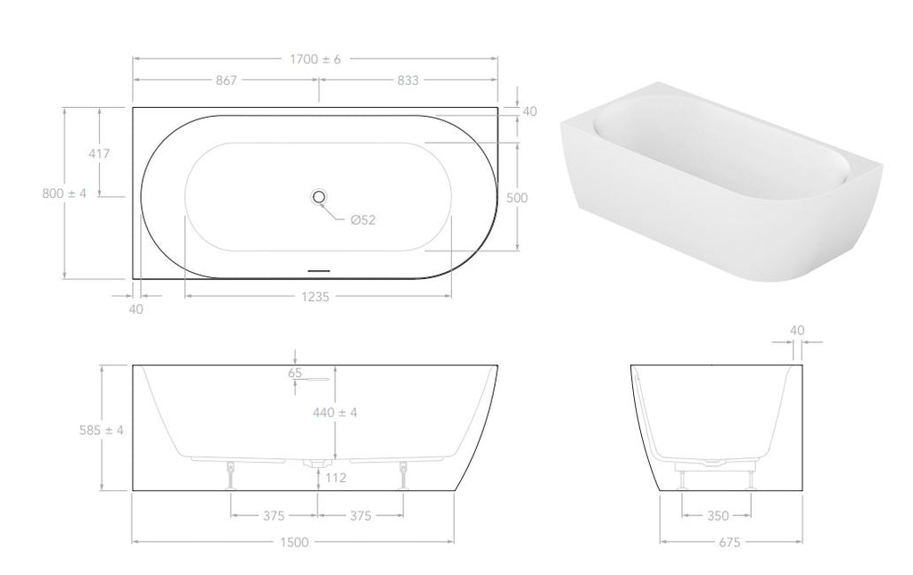 ADP Glacier Corner Bath - Gloss White