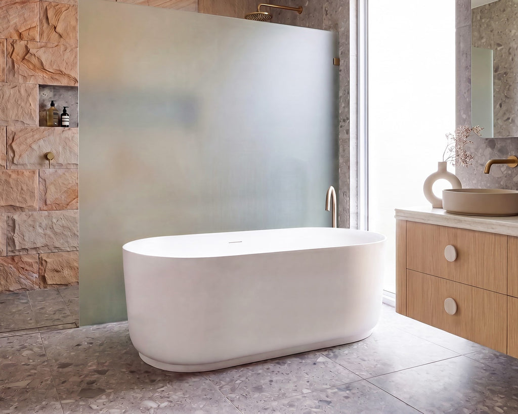 ADP Solace Step Freestanding Bath - Matte White