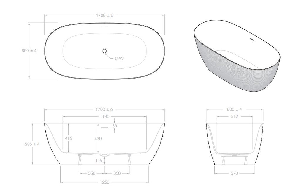 ADP Swell Freestanding Bath - Gloss White