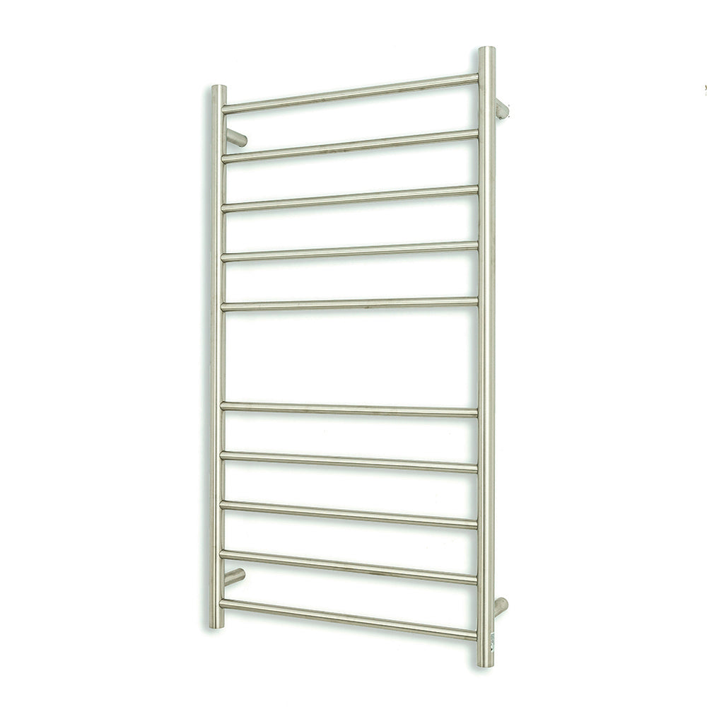 Radiant Heating Round Bars 240V Heated Towel Rails Brushed Satin 600 x 1100