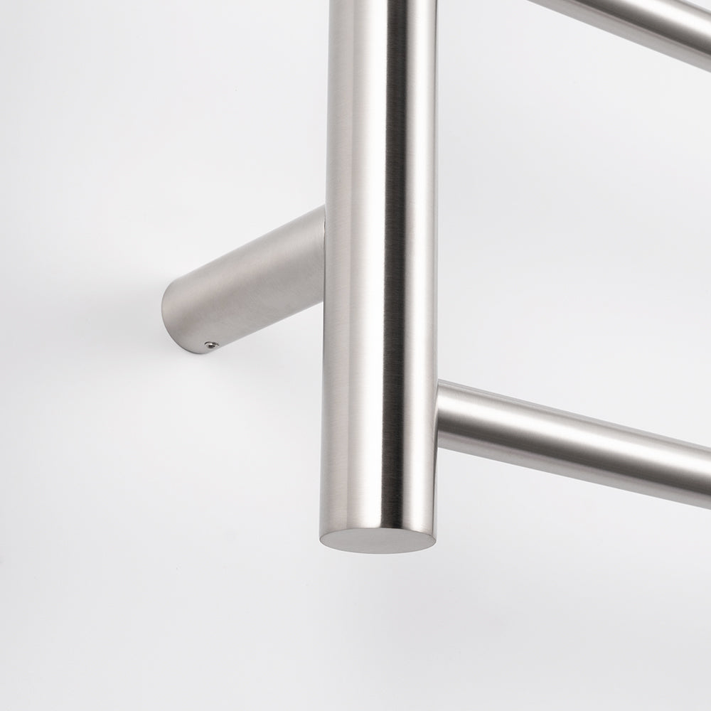 Radiant Heating Round Bars 240V Heated Towel Rails Brushed Satin 600 x 1100