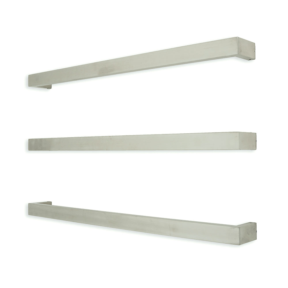 Radiant Heating Square Single Bar 12V Heated Towel Rail Brushed Satin 800