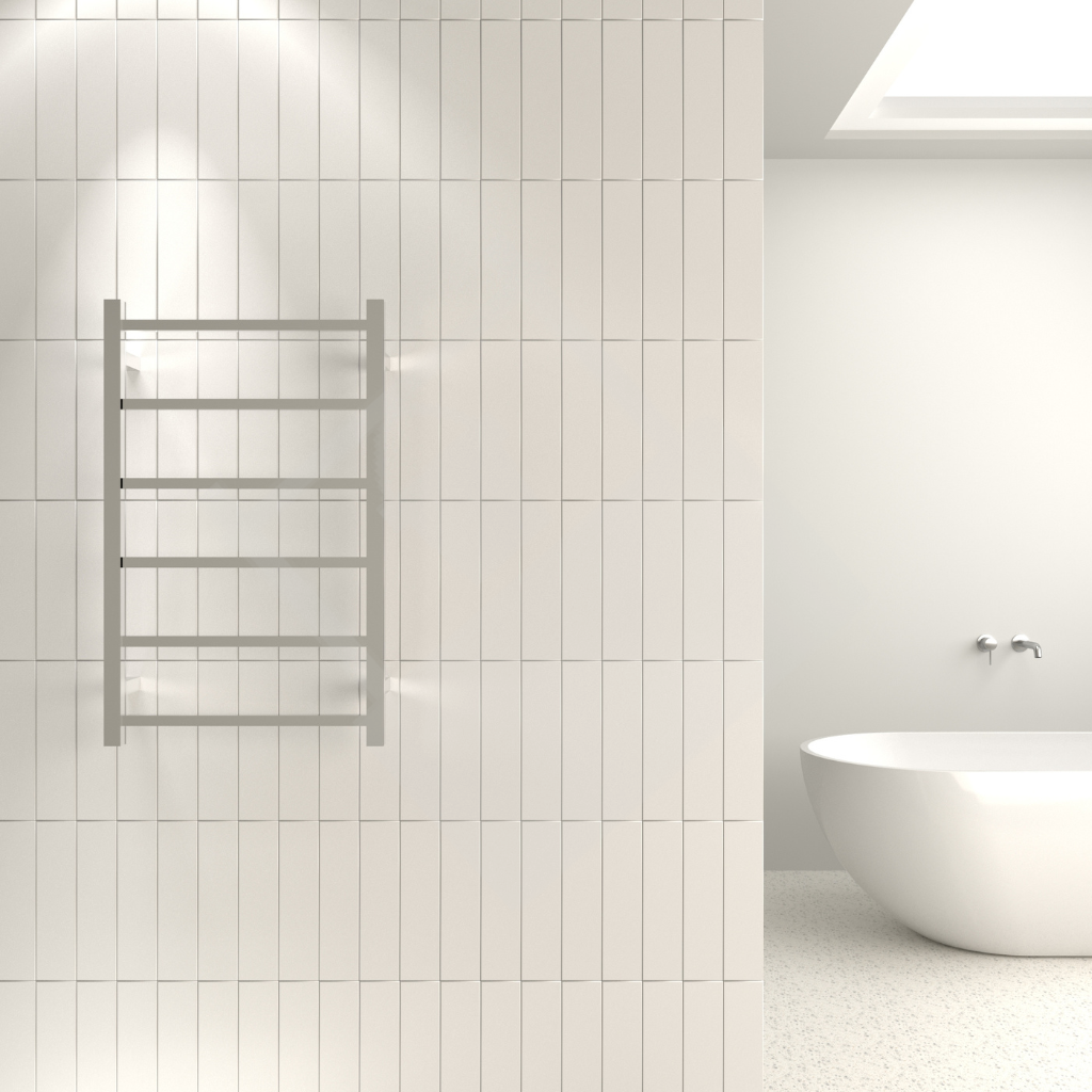 Thermogroup 6 Bar Straight Square Budget Heated Towel Rail - Polished Stainless Steel