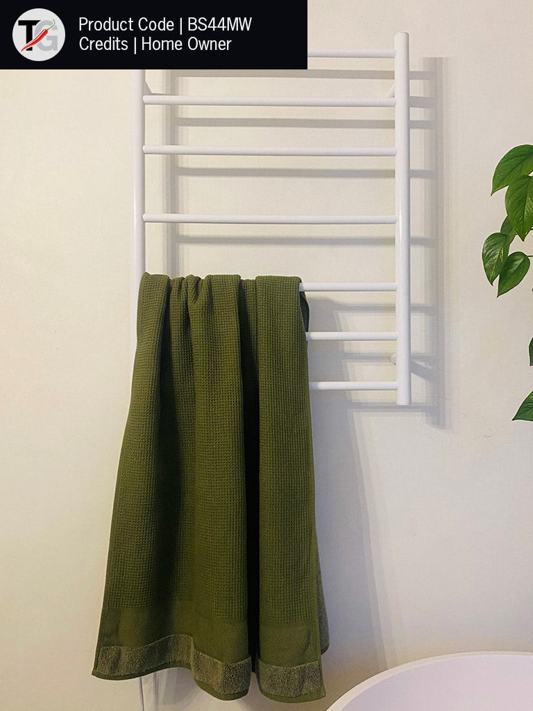 Thermogroup 7 Bar Round Ladder Heated Towel Rail - Satin White