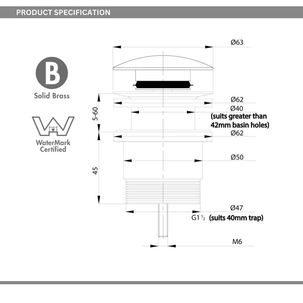 Universal Pop Up Waste - Chrome