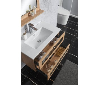 Belbagno Manhattan Wall Hung Vanity 800mm - White Oak