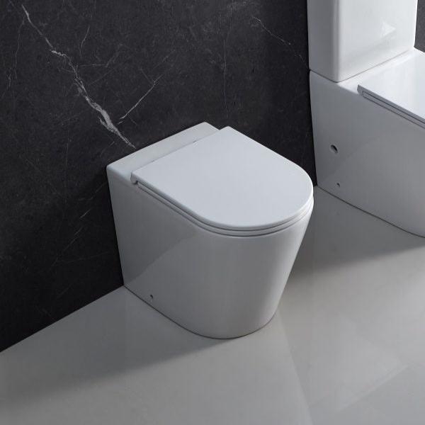 Berlino Wall Faced Toilet Rimless Suite Gloss White R&T with Flush Button