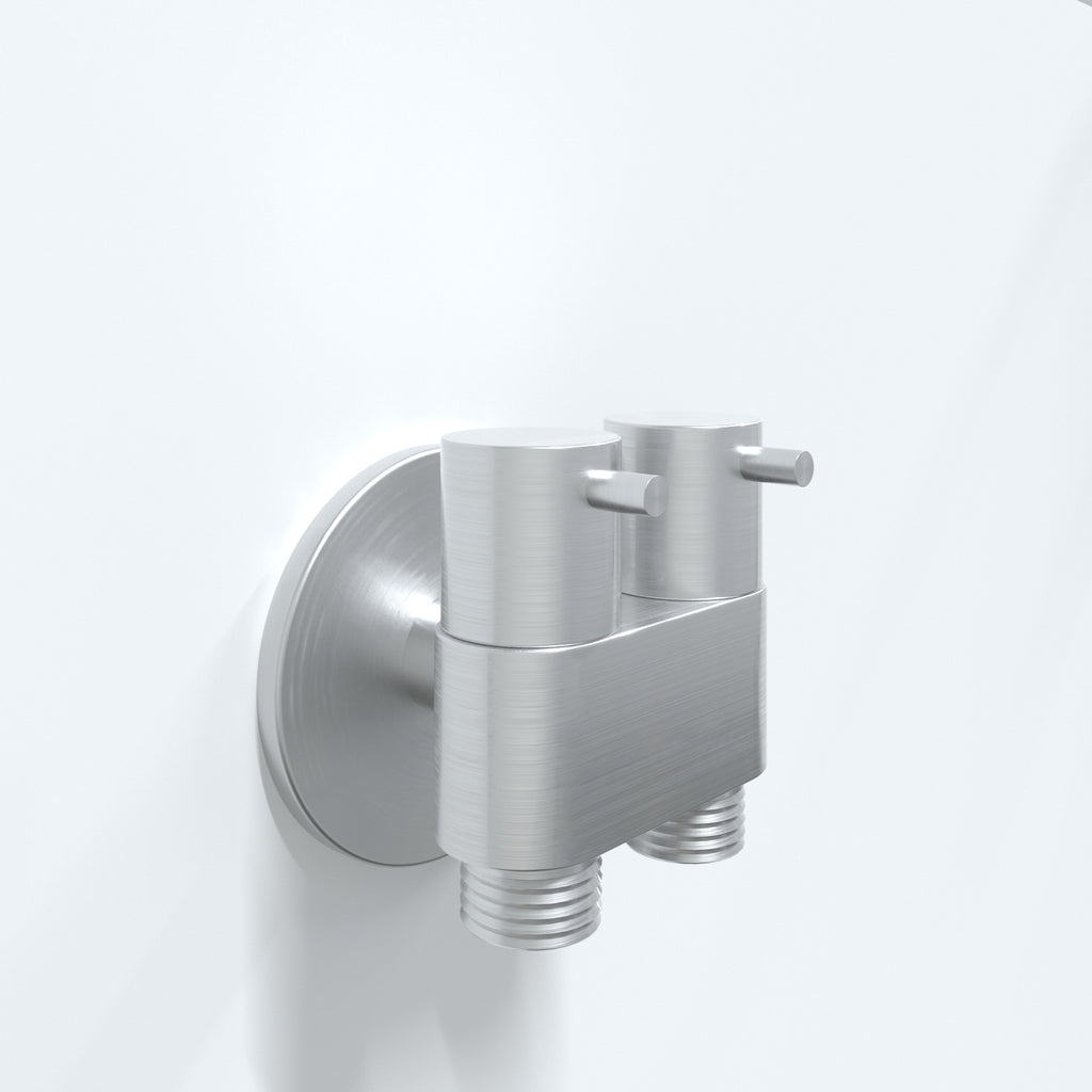 Premium Bidet Dual Mini Cistern Tap - Brushed Stainless