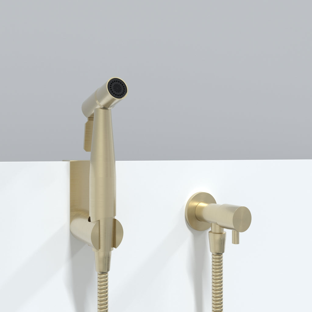 Premium Luxury Toilet Trigger Bidet Spray Kit with 1.2m Anti Burst Hose - Brushed Gold