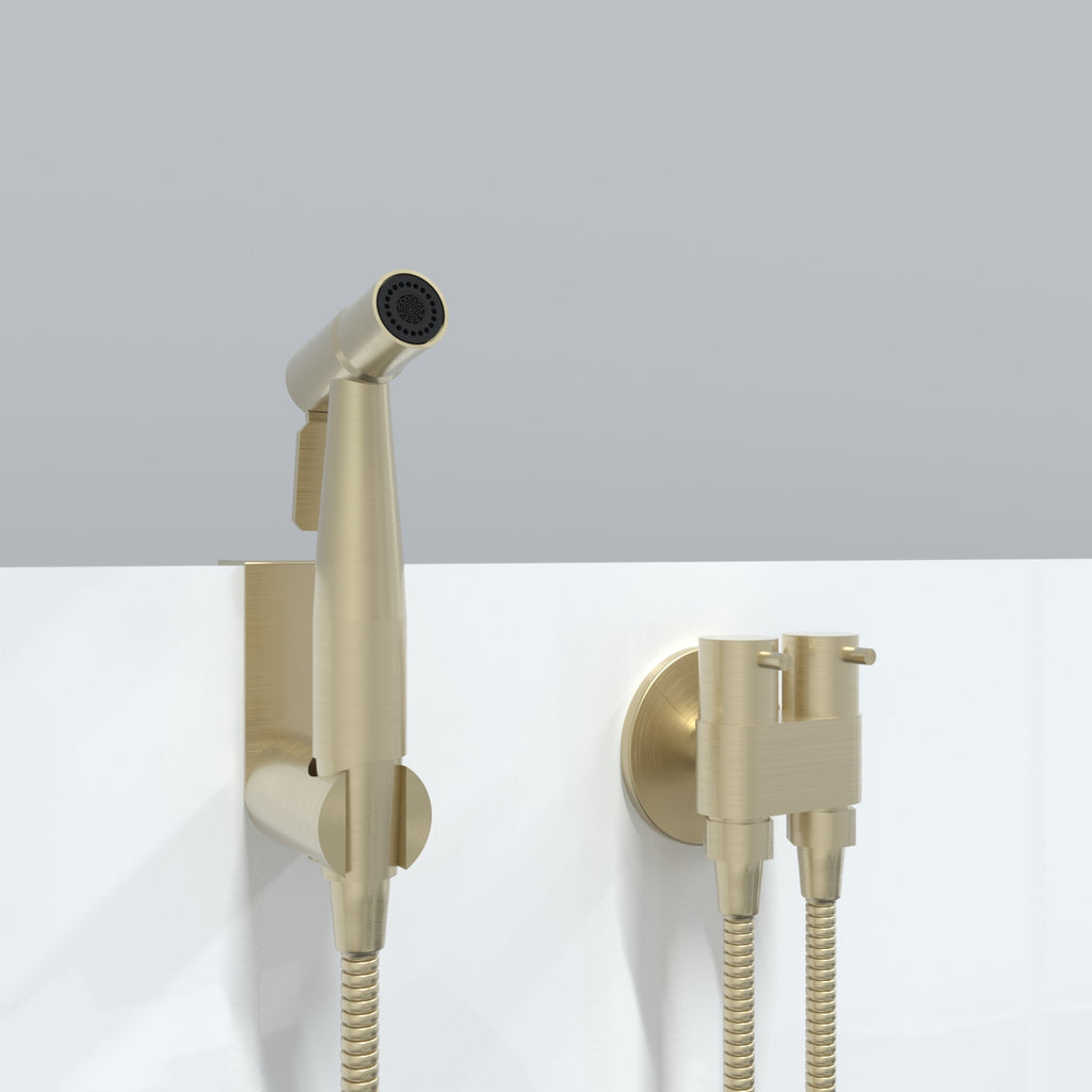 Premium Bidet Dual Mini Cistern Tap - Brushed Gold
