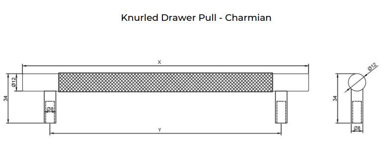 Manovella Knurled Drawer Pull - Charmian - Aged Brass