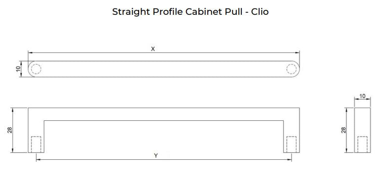 Manovella Straight Profile Cabinet Pull - Clio - Aged Brass