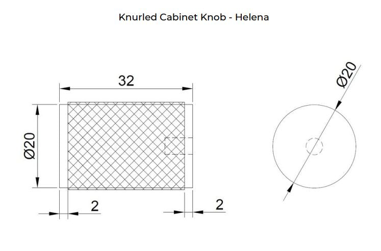 Manovella Knurled Cabinet Knob - Helena - Aged Brass