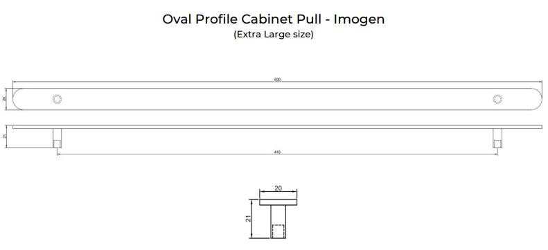 Manovella Oval Profile Cabinet Pull - Imogen - Aged Brass