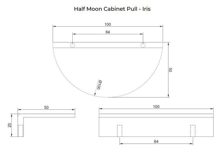 Manovella Half Moon Cabinet Pull - Iris - White
