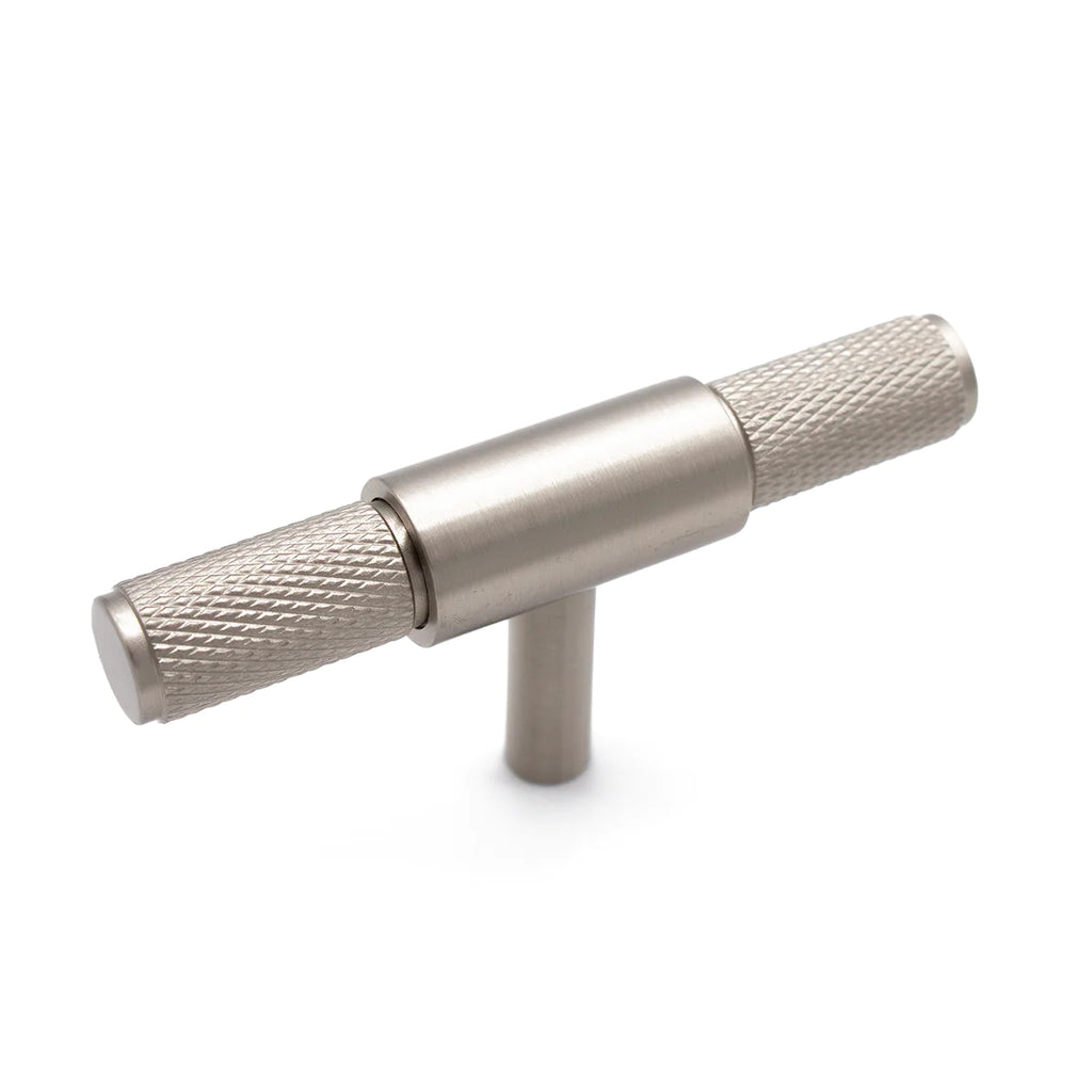 Manovella Brushed Nickel Knurled Cabinet T-Bar Pull - Miranda